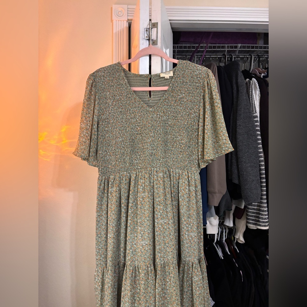 Sage Green Orange Creek Size L Boutique Midi Dress